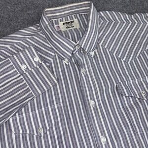 Vintage Ruddock Shirt Mens Xl Blue White Striped Button Down Made In USA 90's